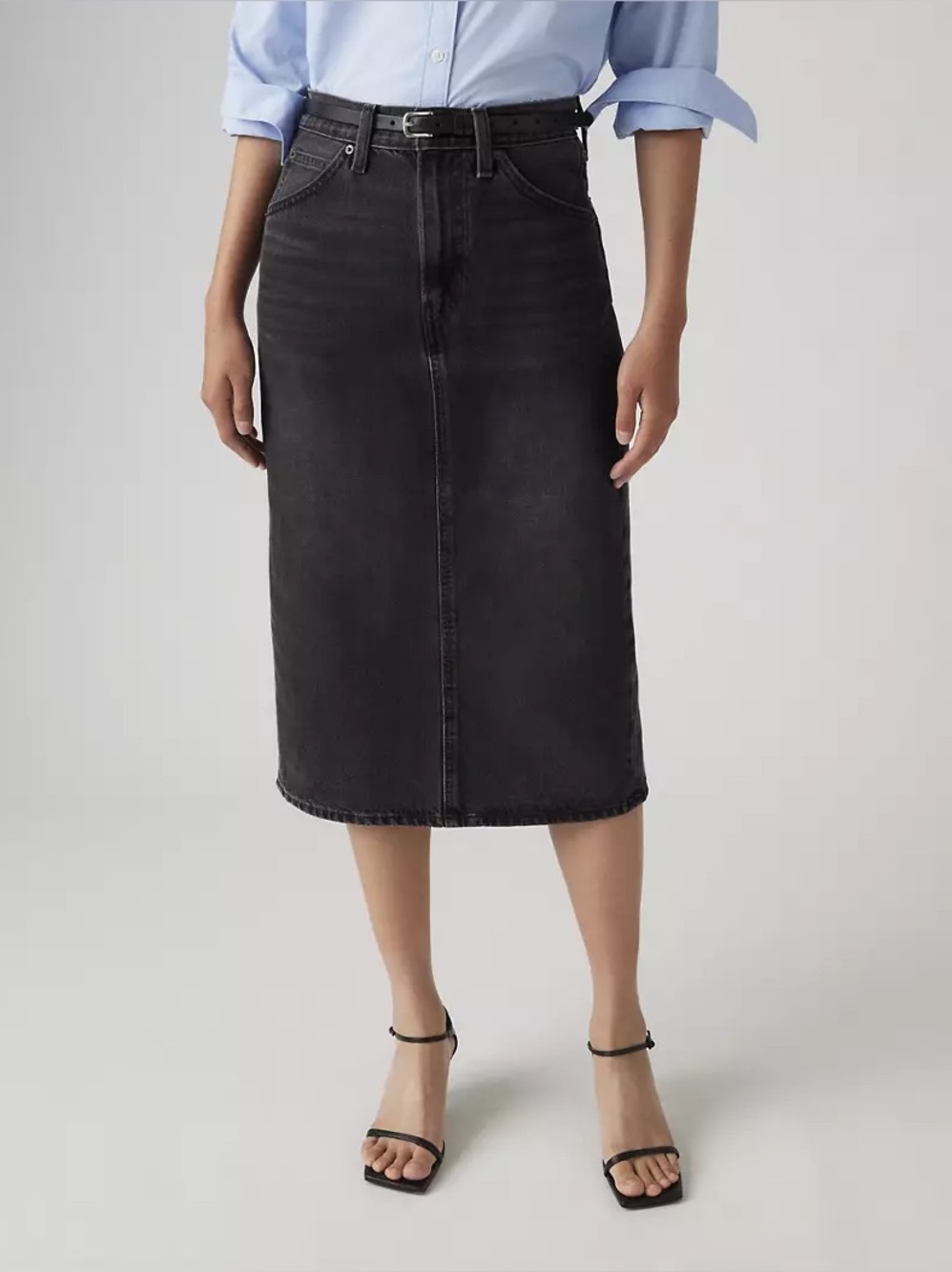 LEVIS NWT high rise slit midi skirt -heather gray Medium/29 - Picture 4 of 8